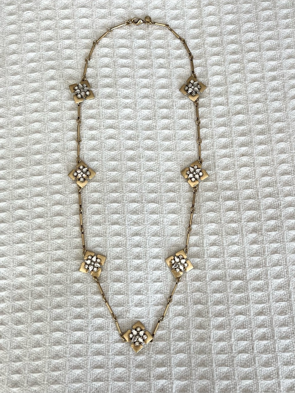 J. Crew Gold Floral Crystal Station Necklace
